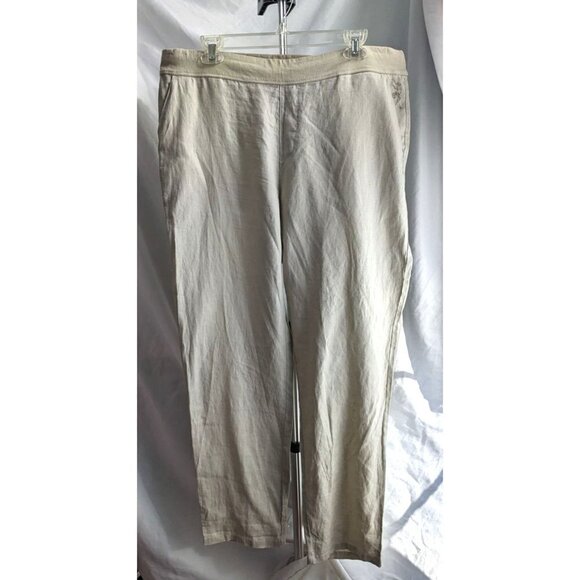 St. Somewhere MARGARITAVILLE Tan 100% Linen Drawstring Pants Beach Boho Size M - Picture 2 of 9
